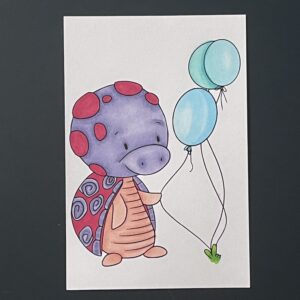 Coloriage - Tortue en fête