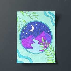 Coloriage - Vue sur les montagnes