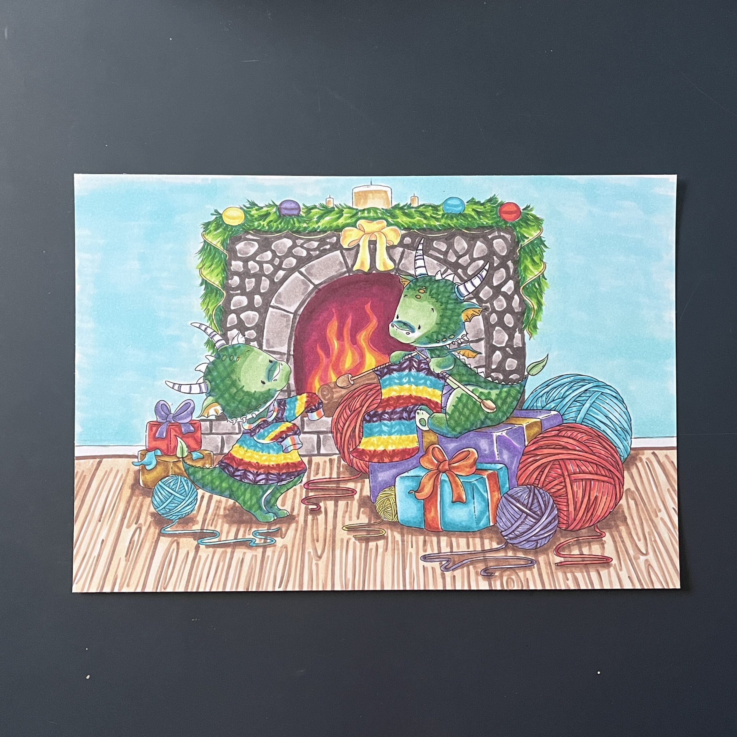 Coloriage - Tricot au coin du feu