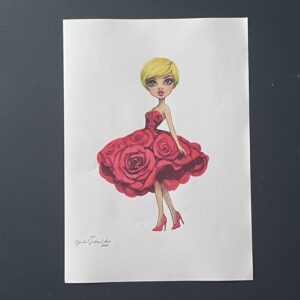 Coloriage - Femme aux roses