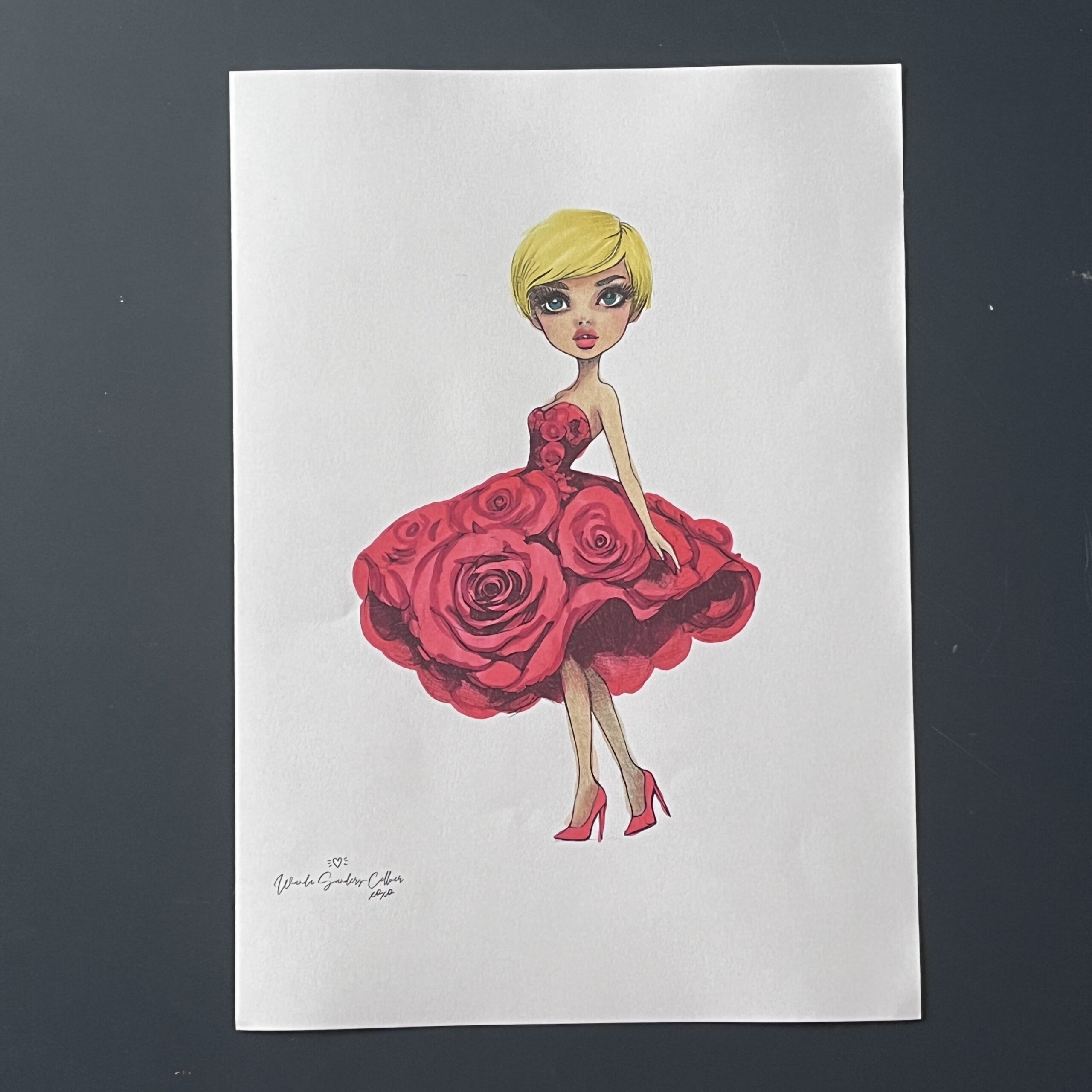 Coloriage - Femme aux roses