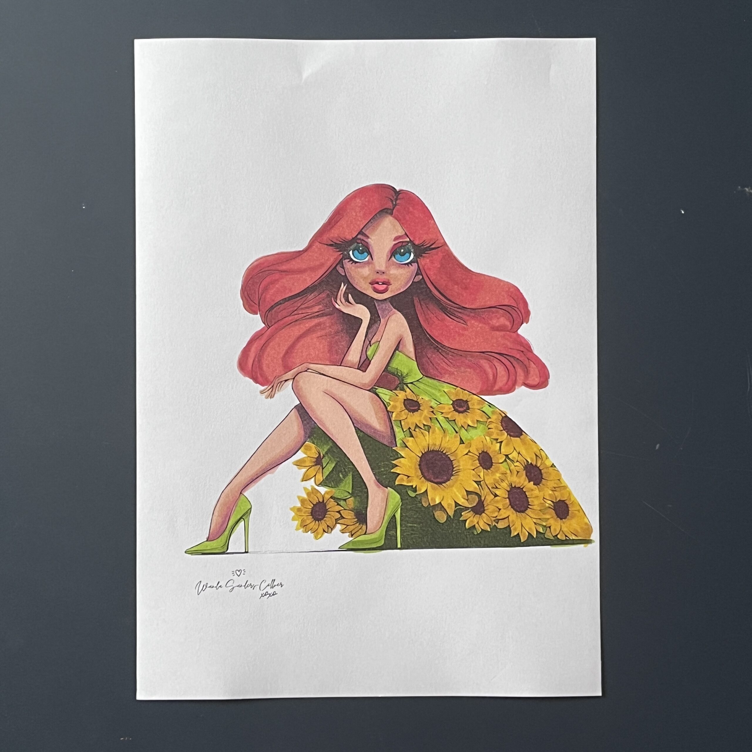 Coloriage - Femme aux tournesol