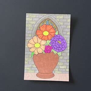 Coloriage - Fleurs en pot