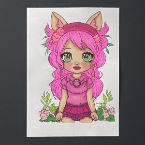 Coloriage - Chat rose