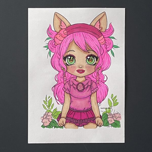 Coloriage - Chat rose
